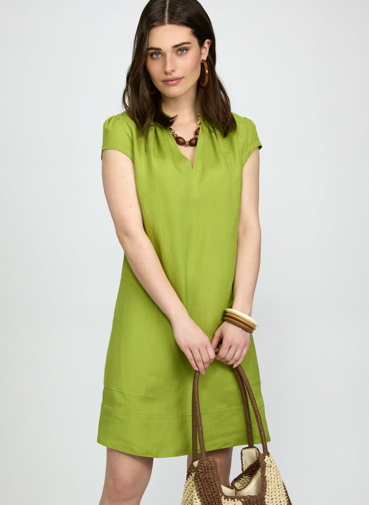 Straight Linen-Blend Dress