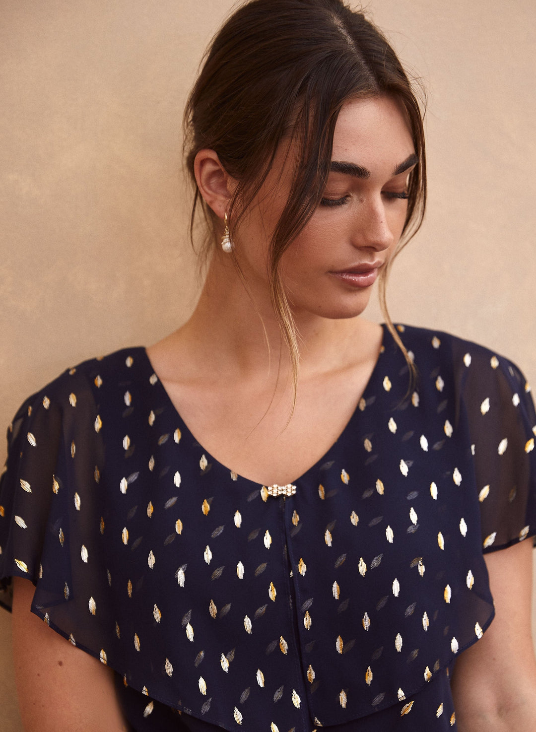 Metallic Dot Tiered Ruffle Dress