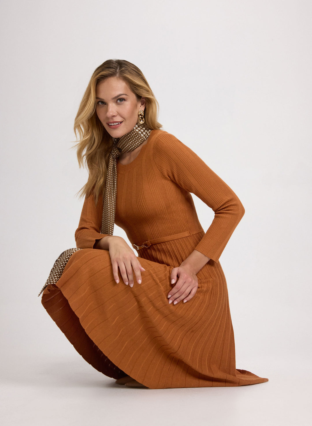 Pleated Knit Dress