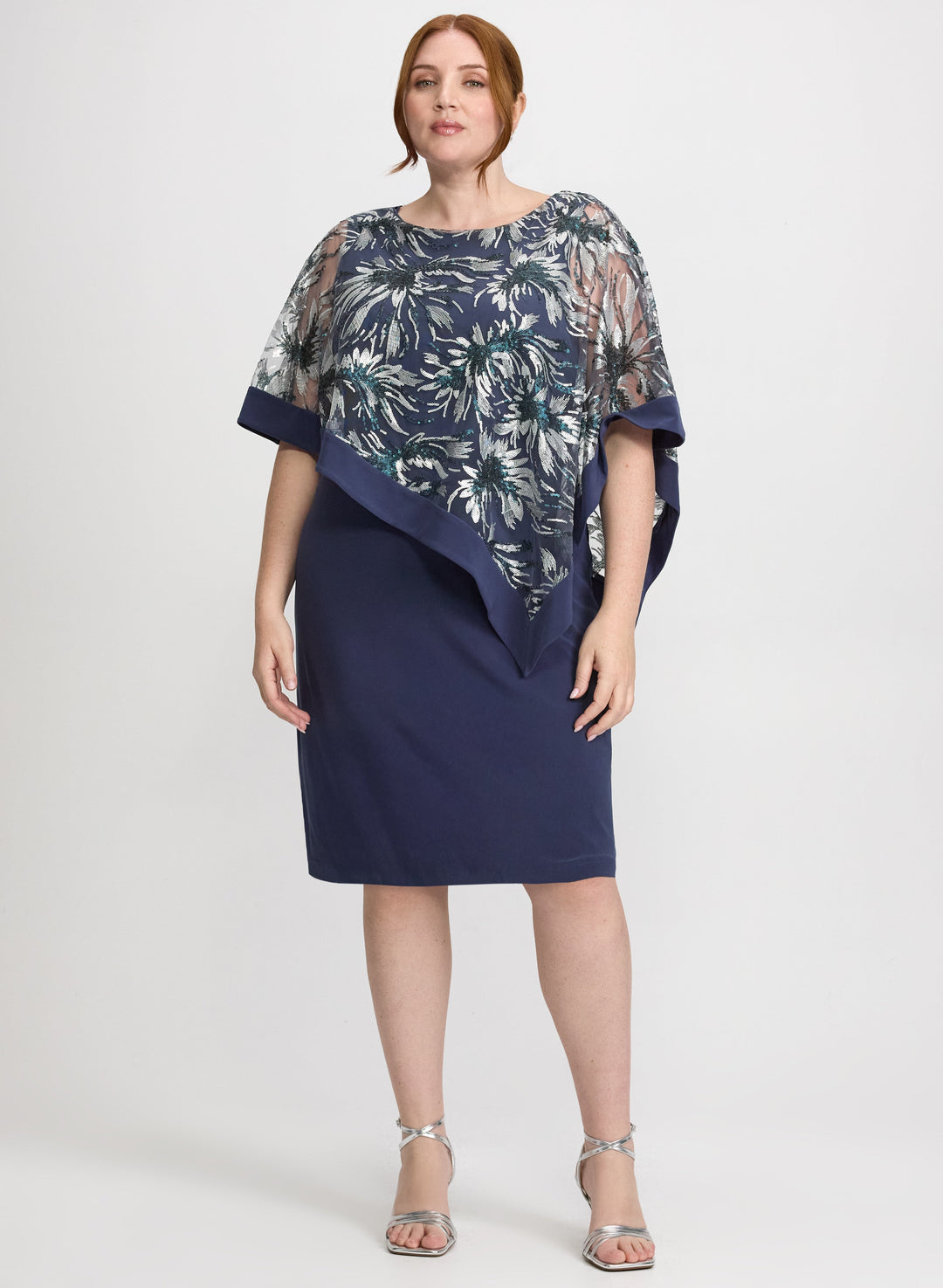 Floral Capelet Overlay Dress
