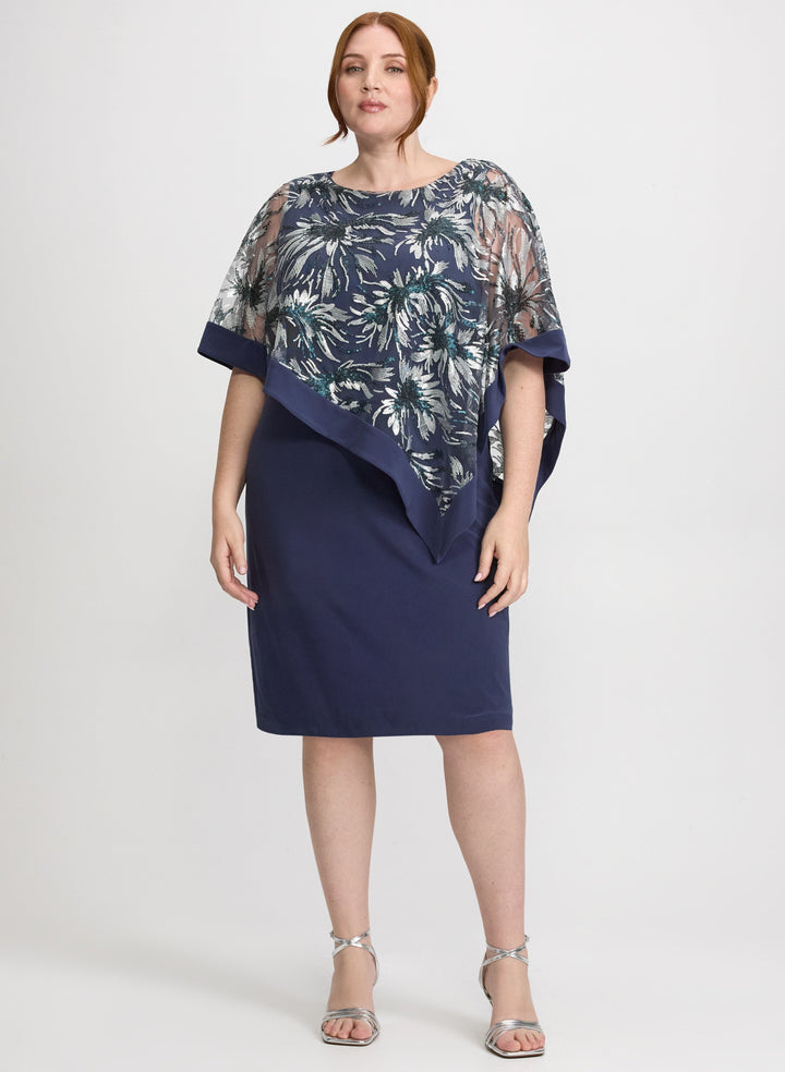 Floral Capelet Overlay Dress