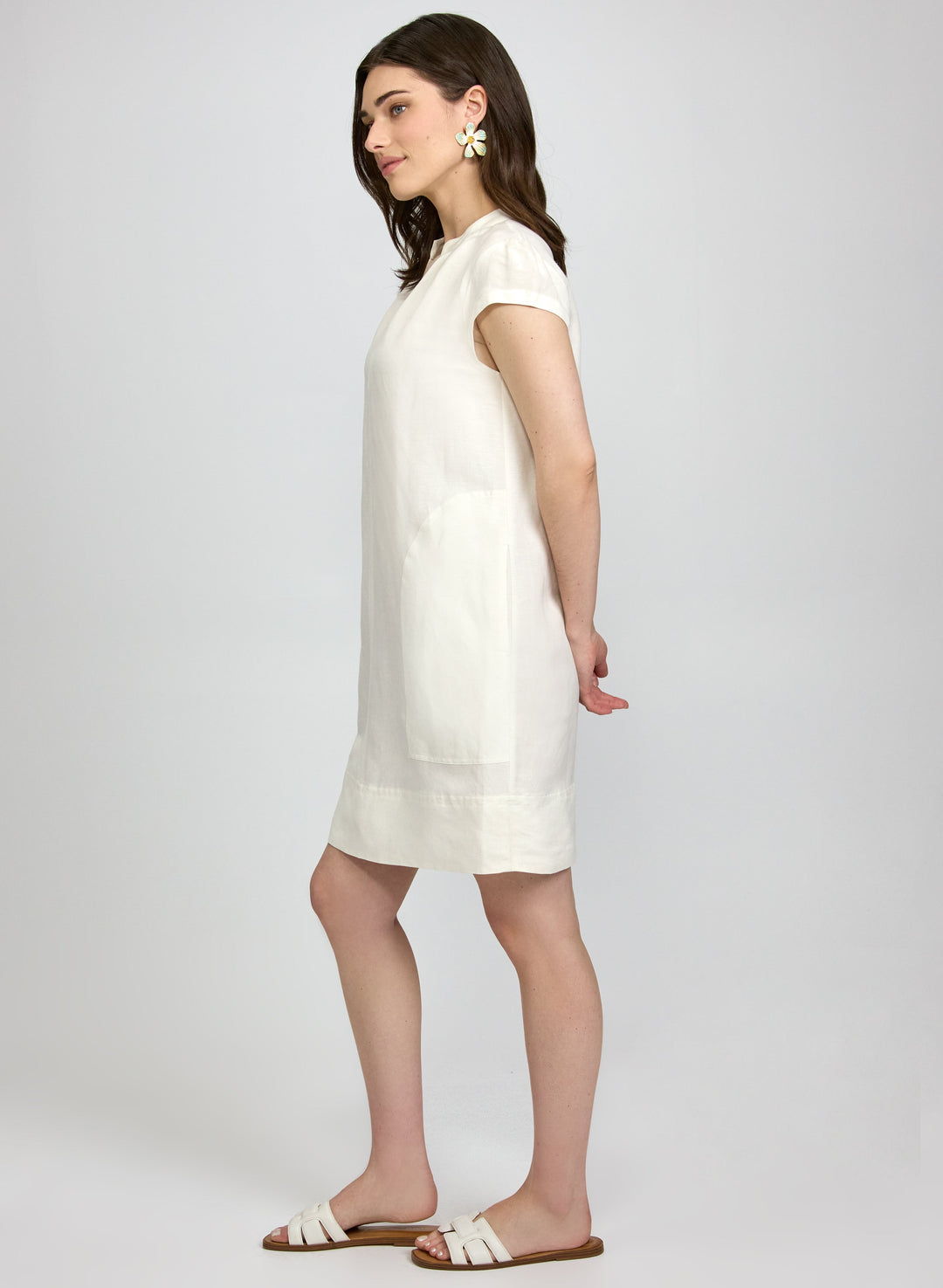 Straight Linen-Blend Dress