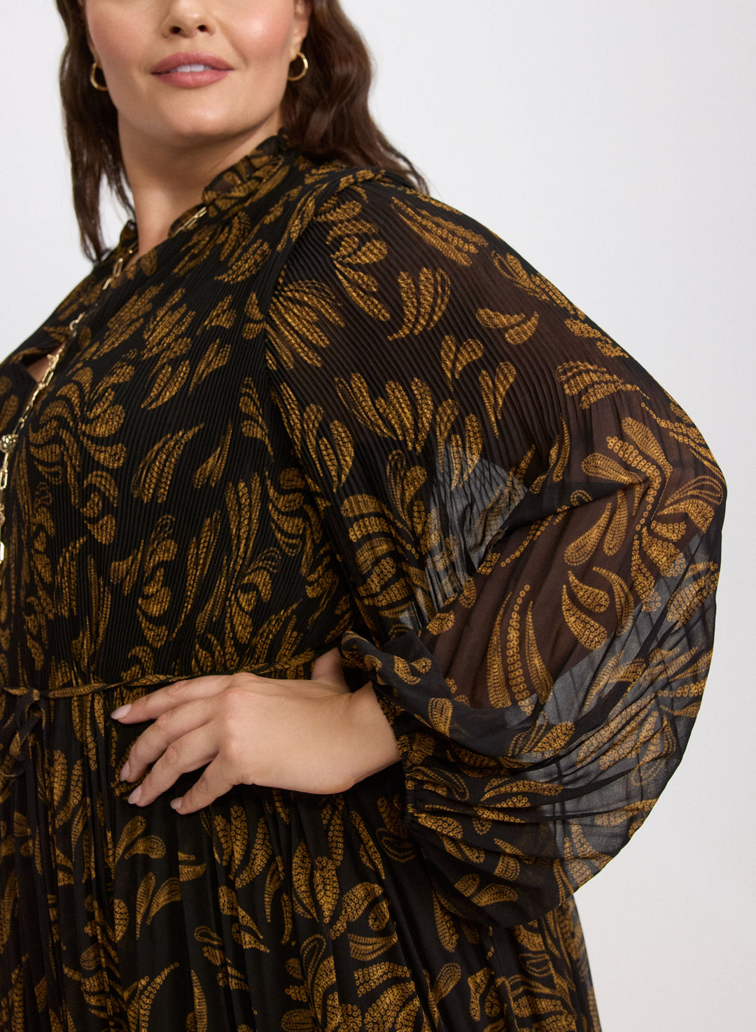 Pleated Paisley Dress