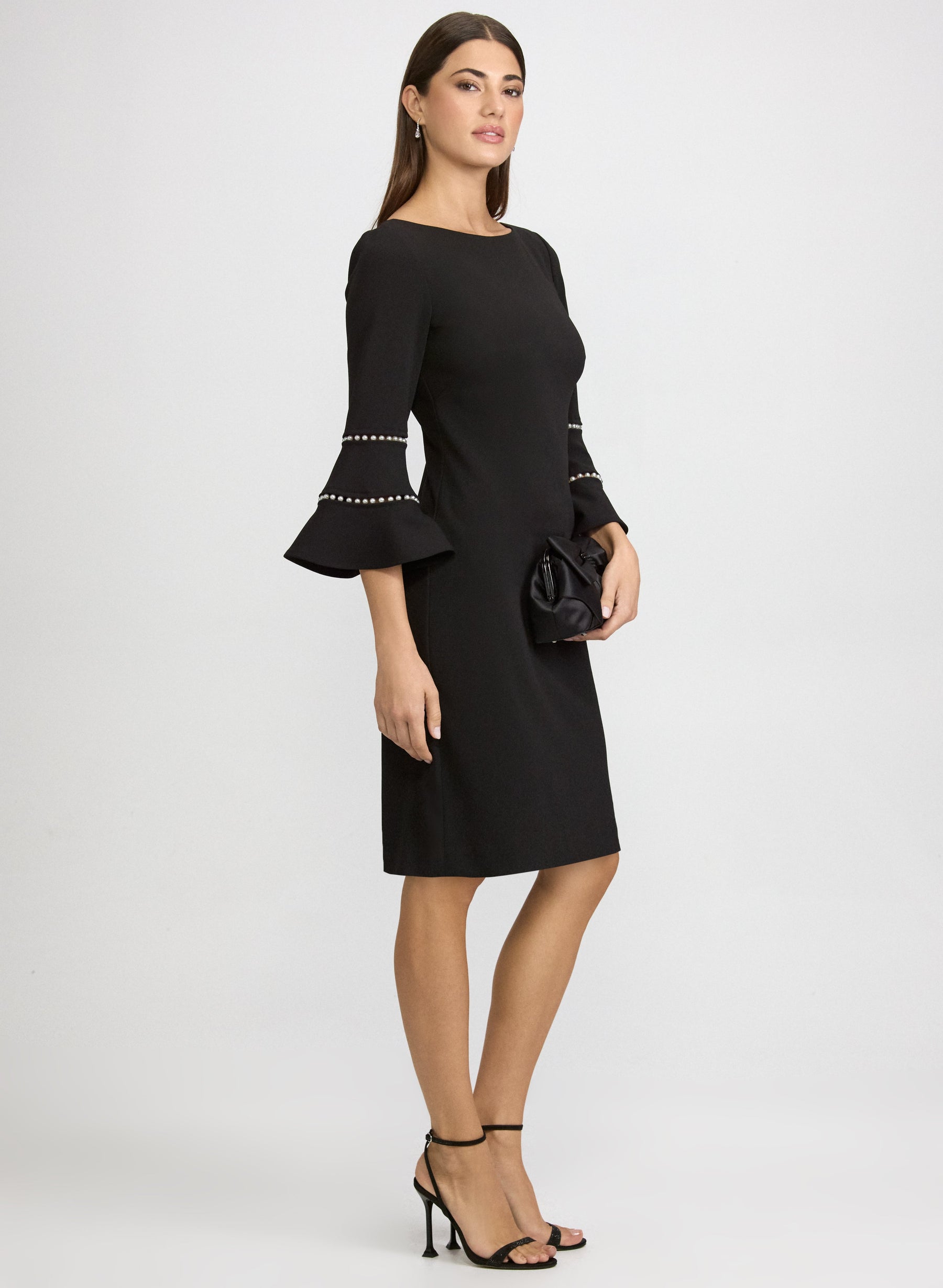 Pearl Embellished Bell Sleeve Dress