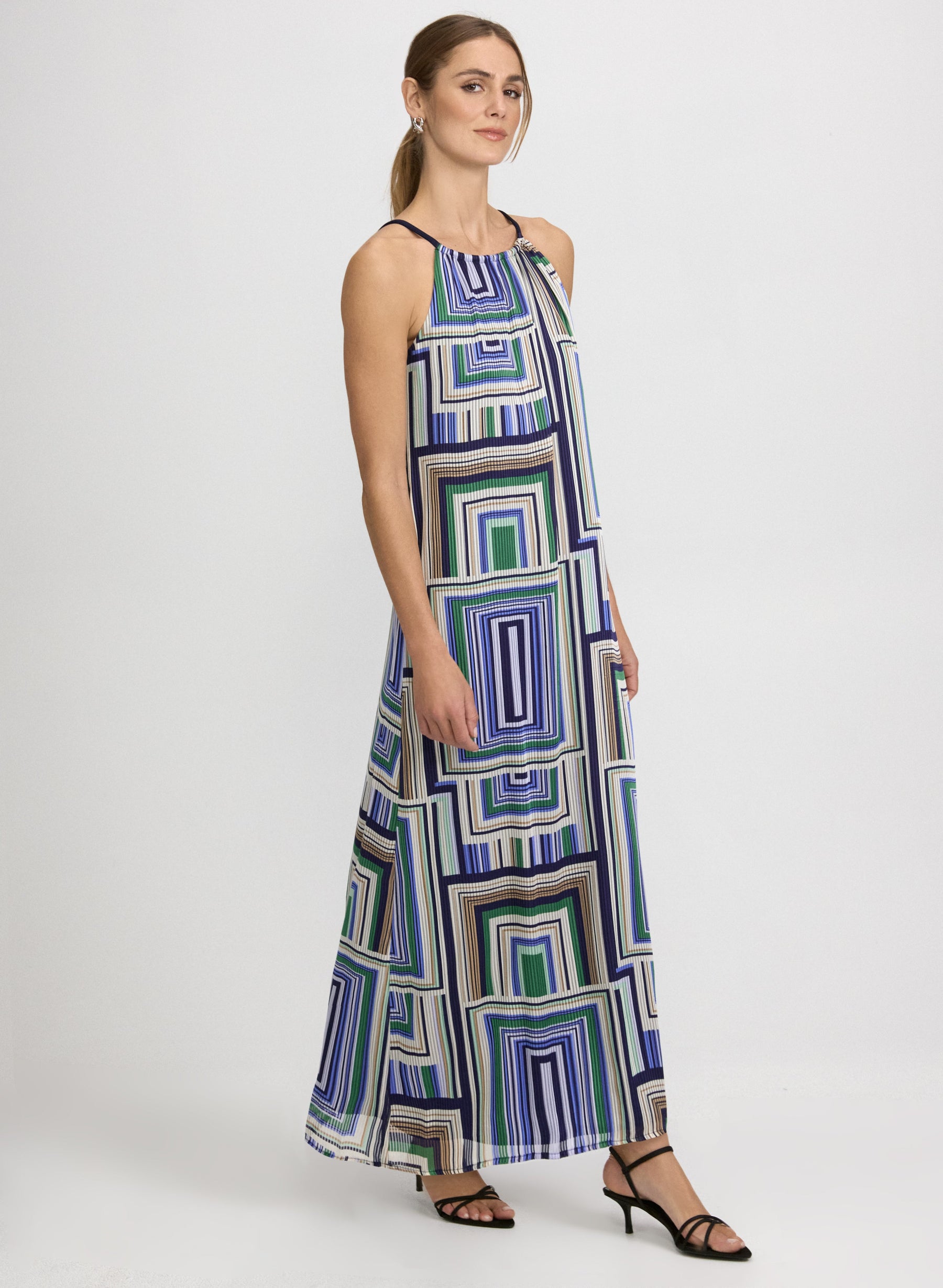 Geometric Halter Neck Dress