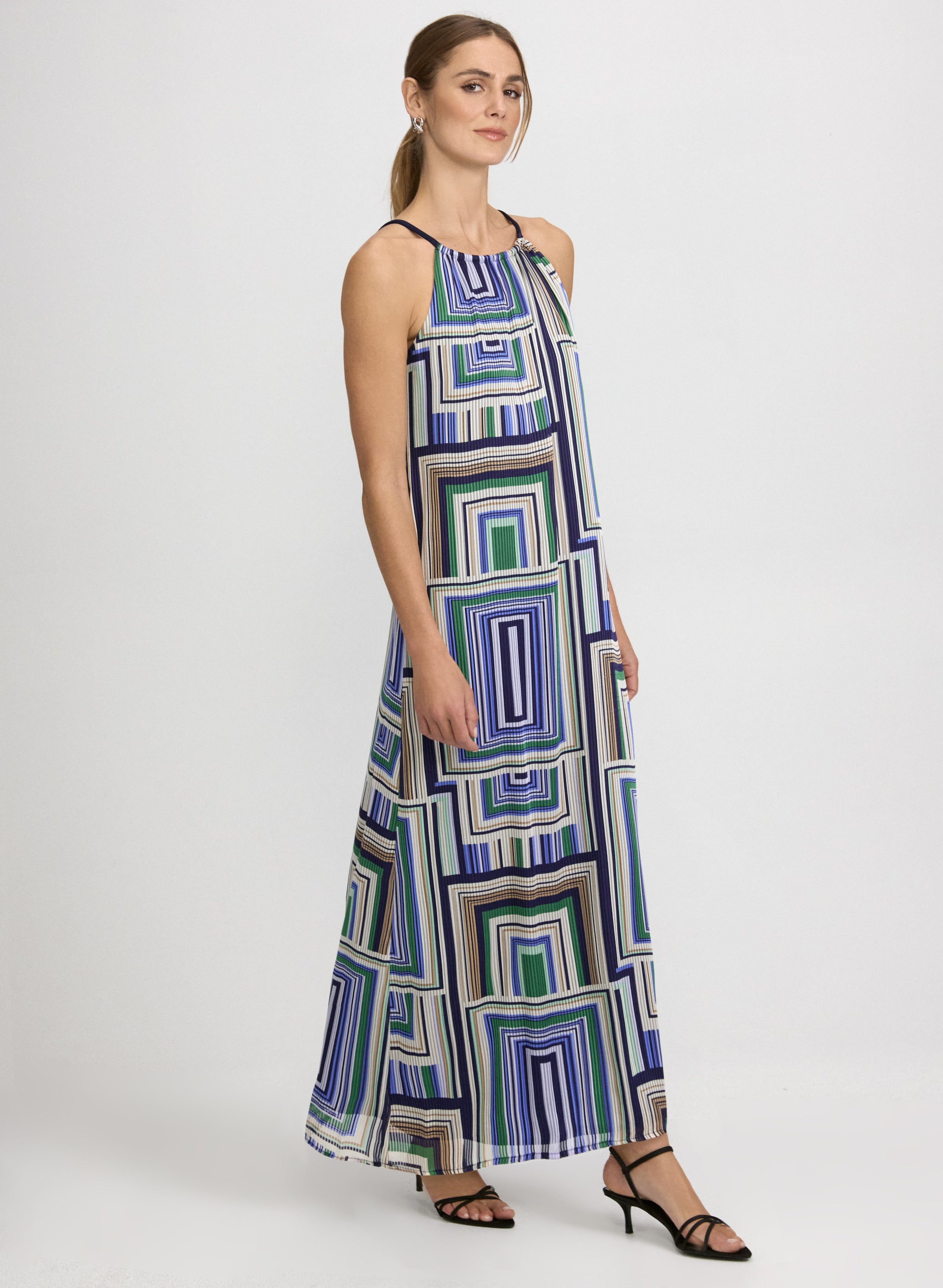 Geometric Halter Neck Dress
