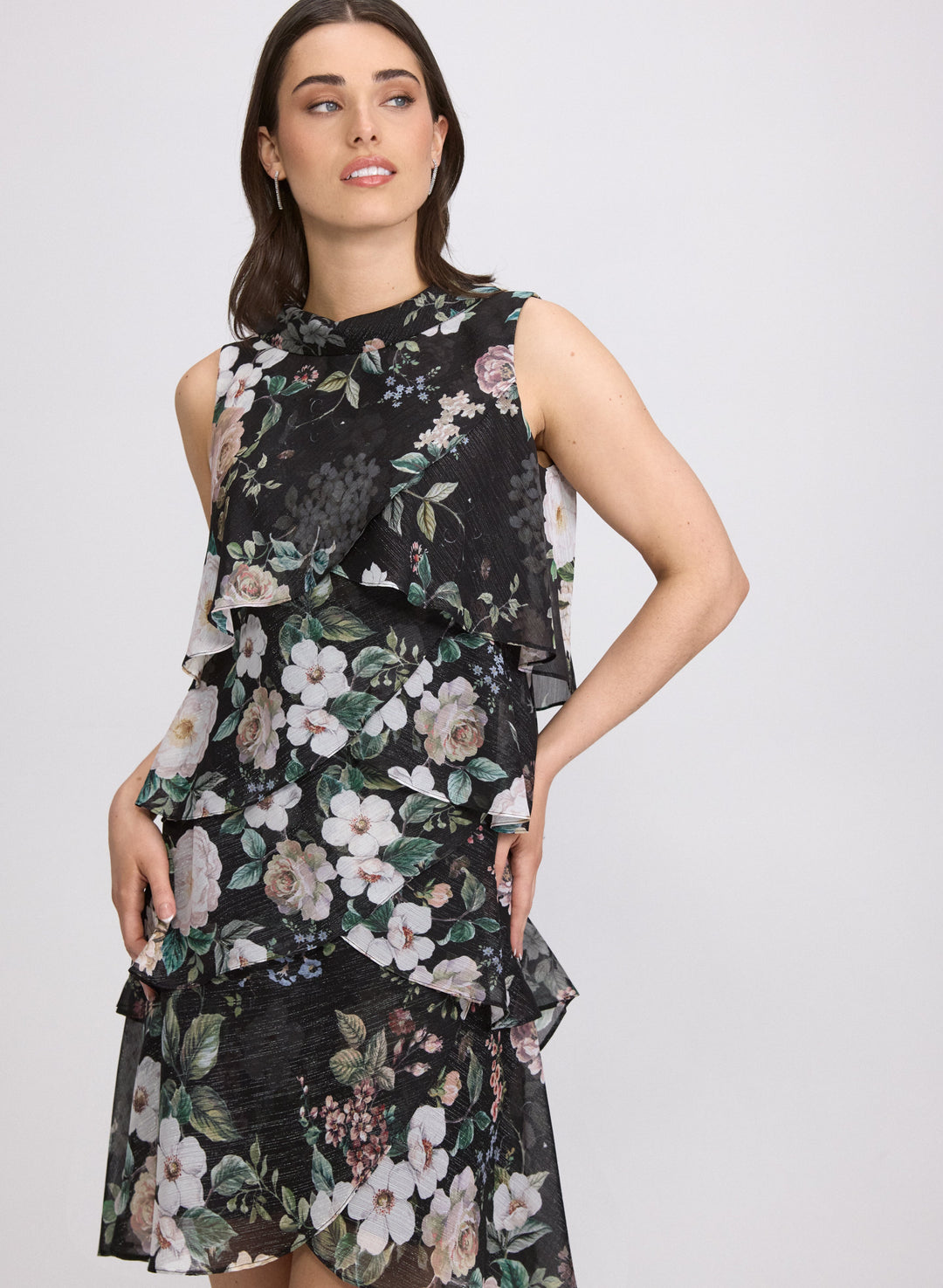 Floral Pattern Tiered Dress
