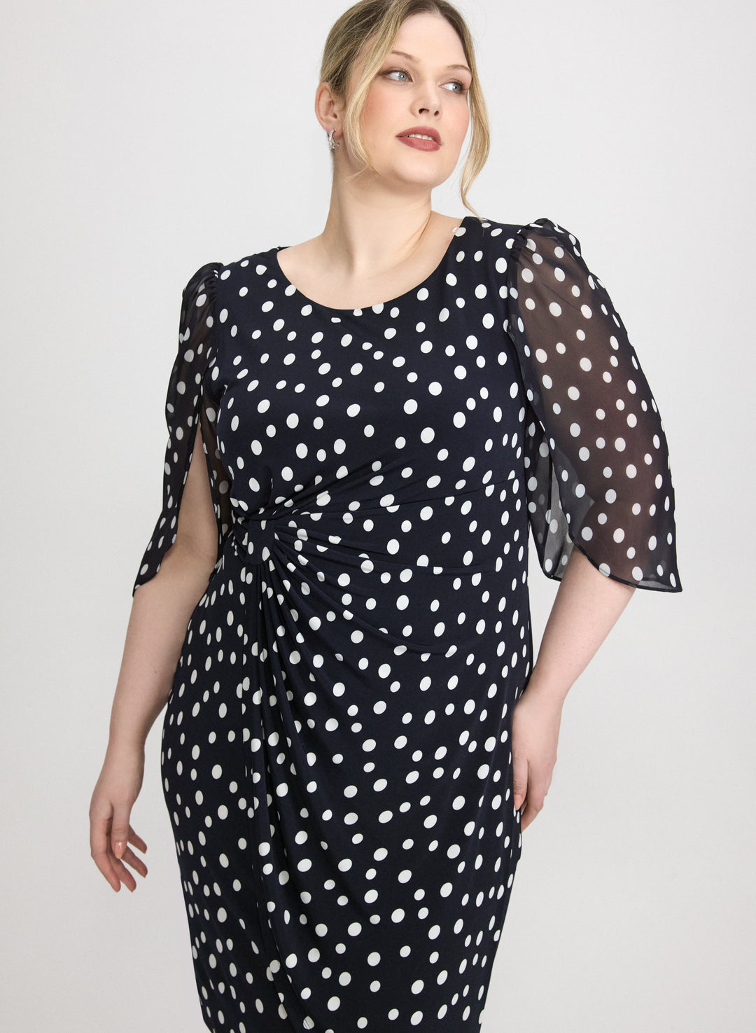 Polka Dot Cape Sleeve Dress