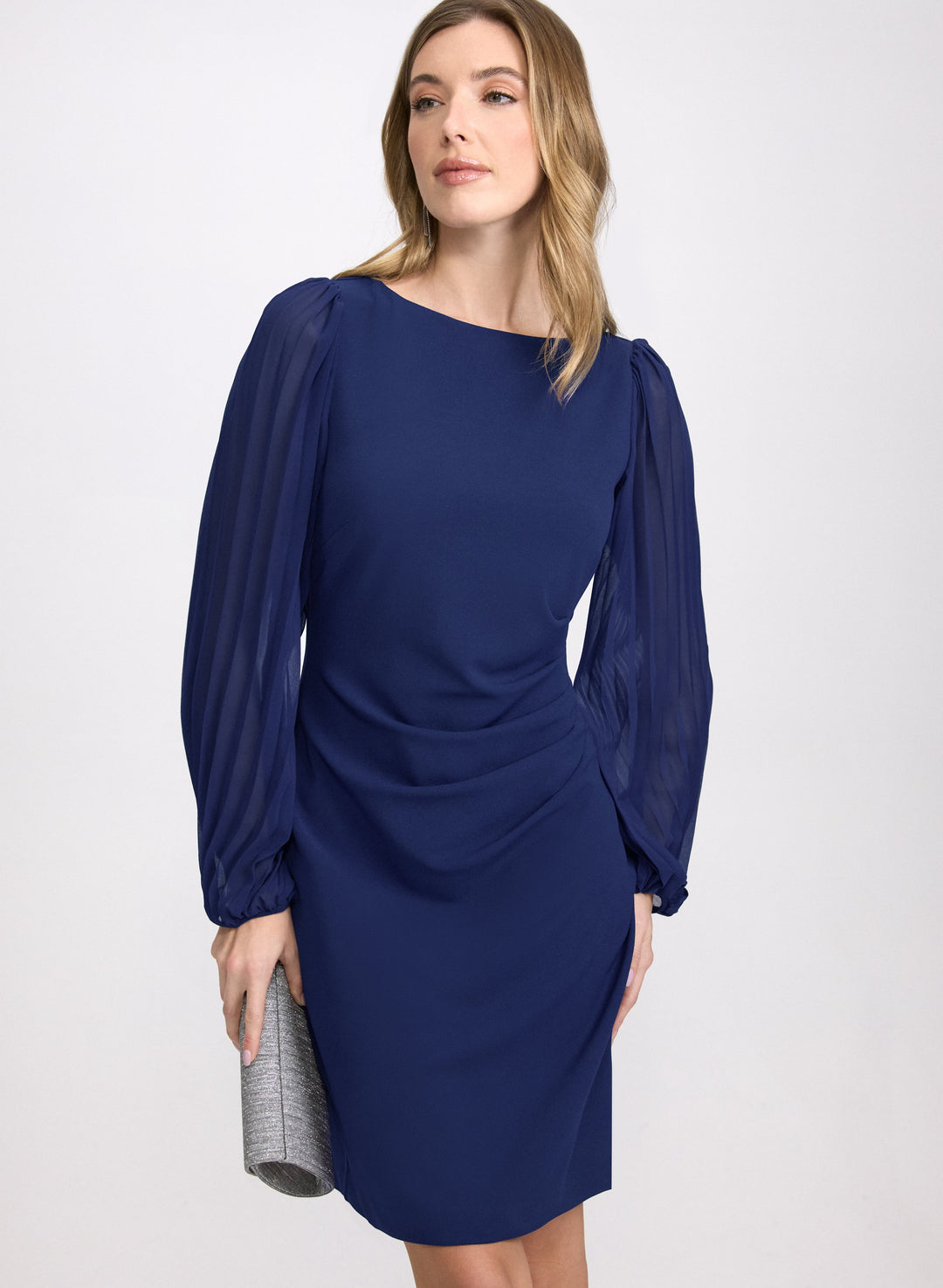Pleated Chiffon Sleeve Dress