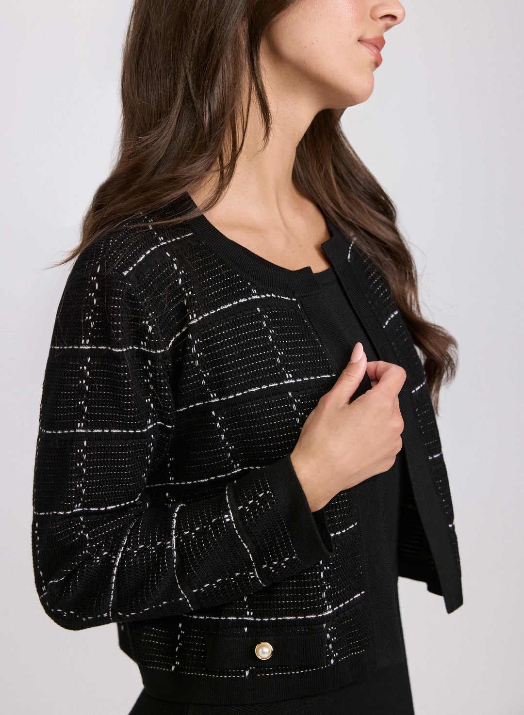 Plaid Jacket & Knit Dress