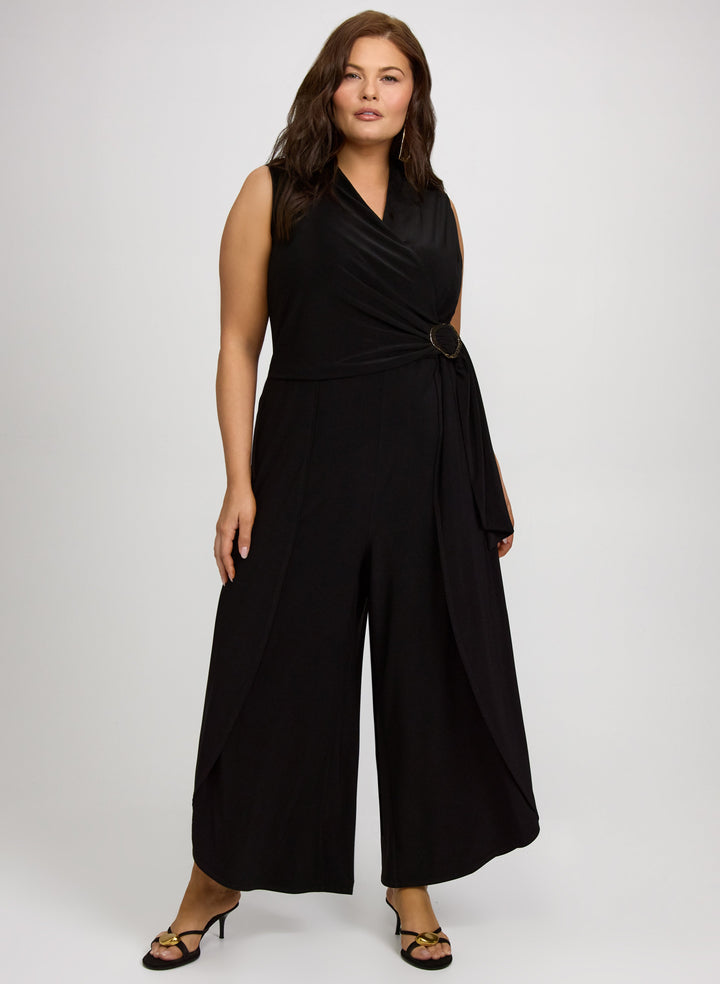 Melanie Lyne - Brooch Fastened Wrap-Over Jumpsuit