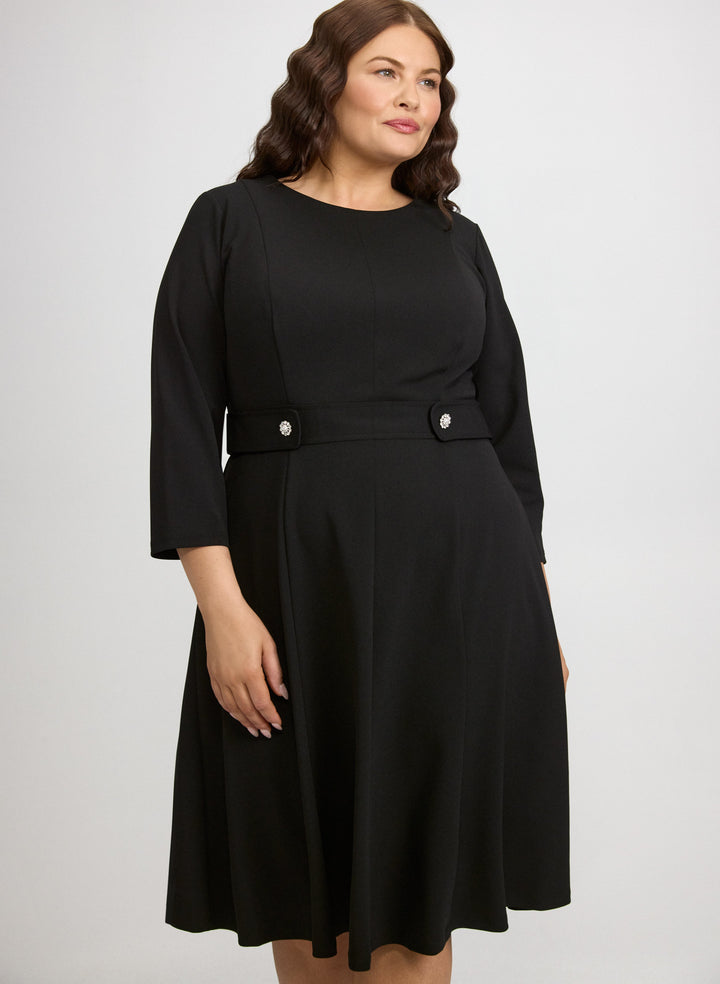 Buttoned-Tab Detail Dress
