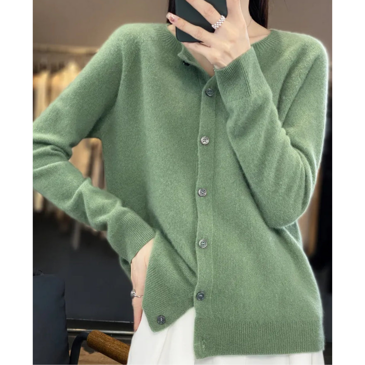 Evelyn – Wool Blend Knit Cardigan