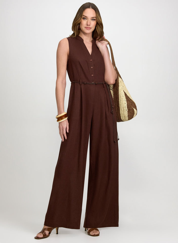Wide-Leg Belted Jumpsuit