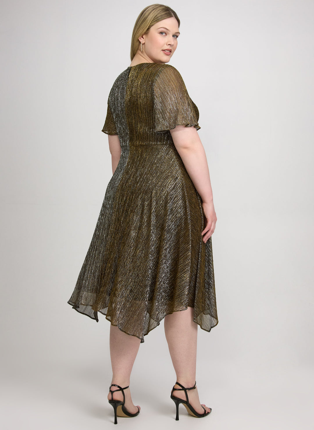 Metallic V-Neck Dress