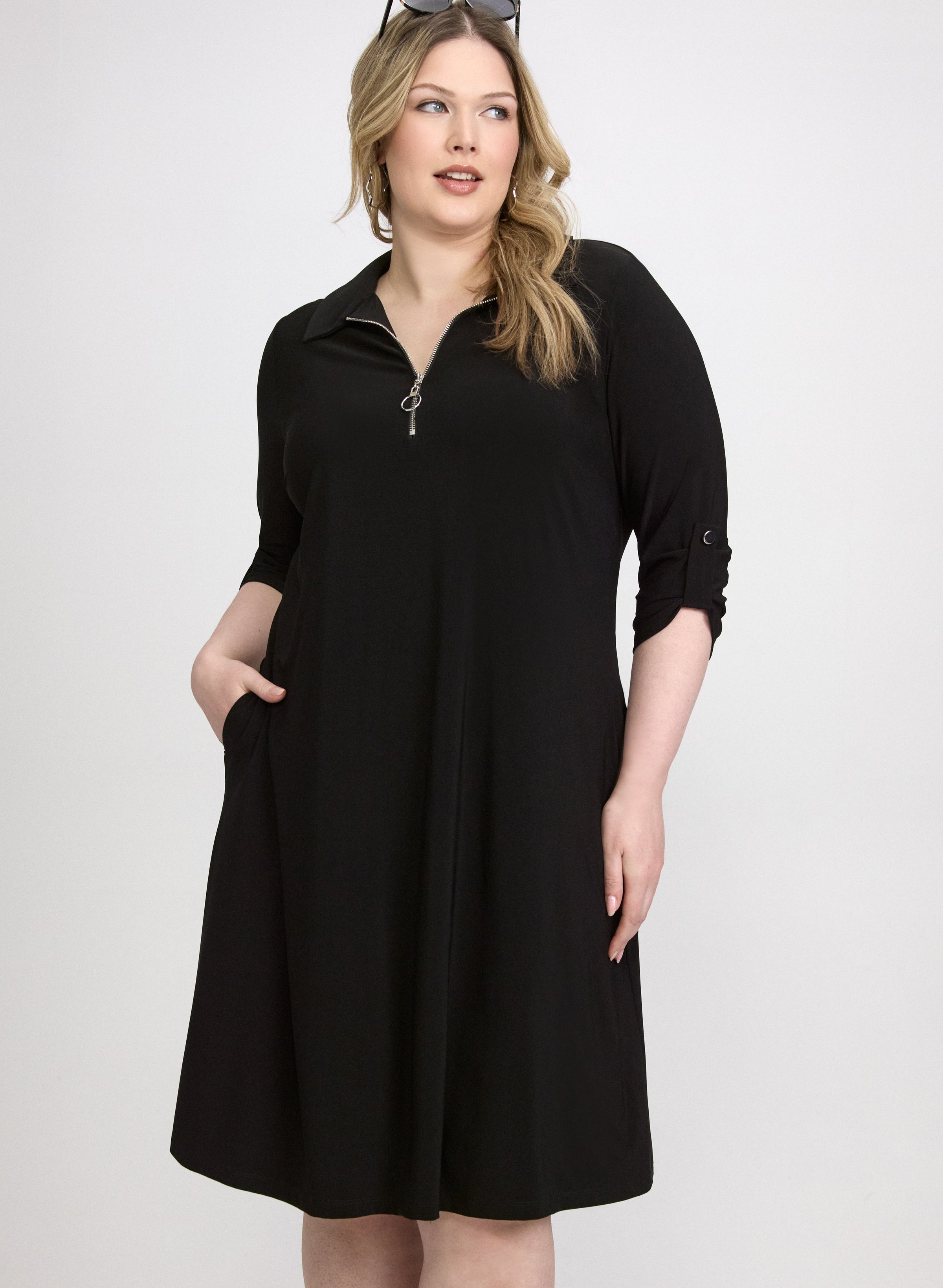 Half-Zip Jersey Dress
