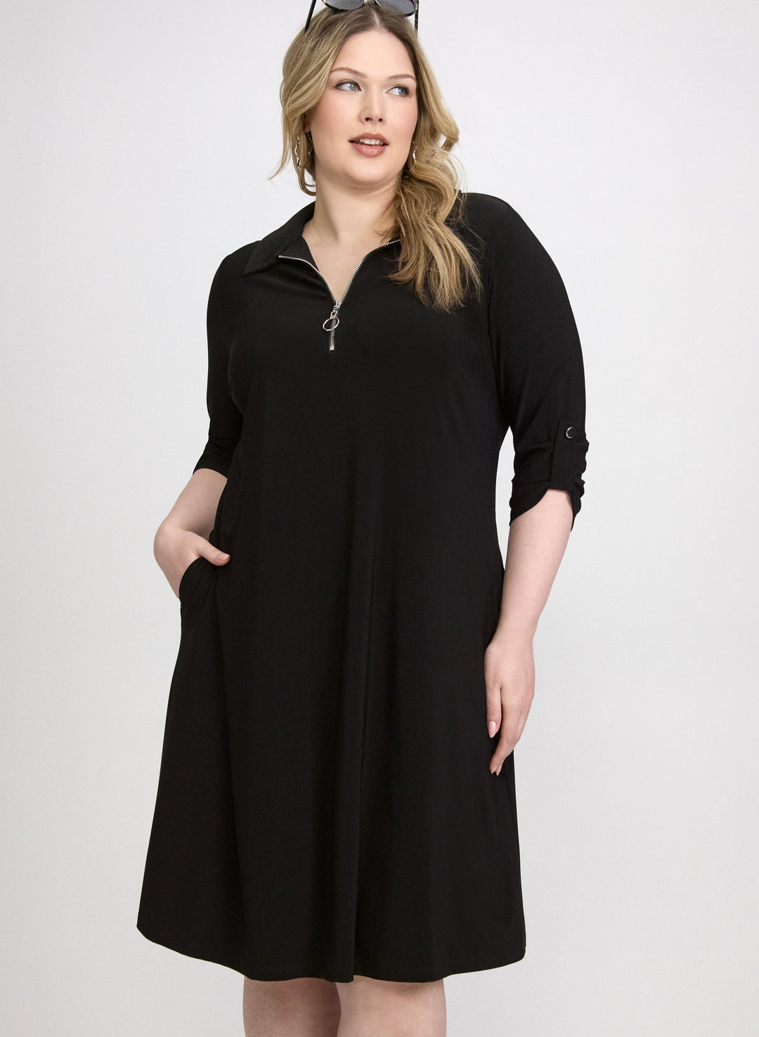 Half-Zip Jersey Dress