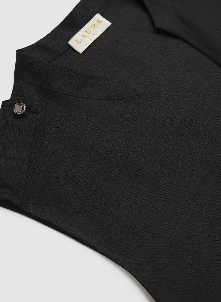Linen-Blend Pocket Dress
