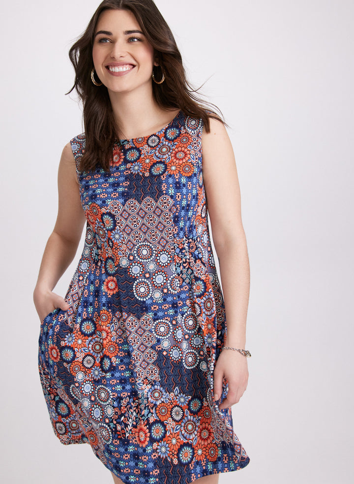 Geometric Tile Print Dress
