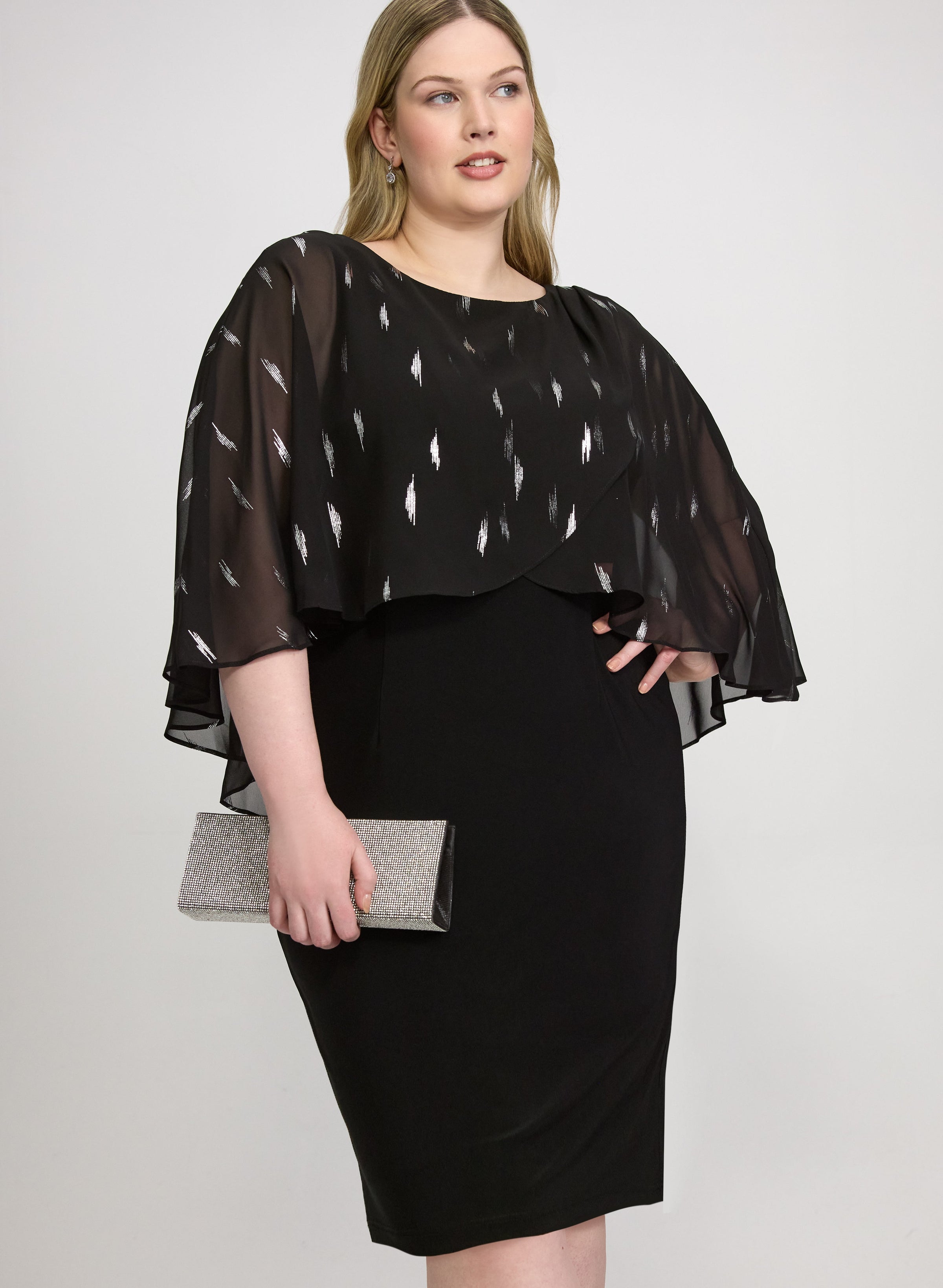 Chiffon Overlay Sheath Dress