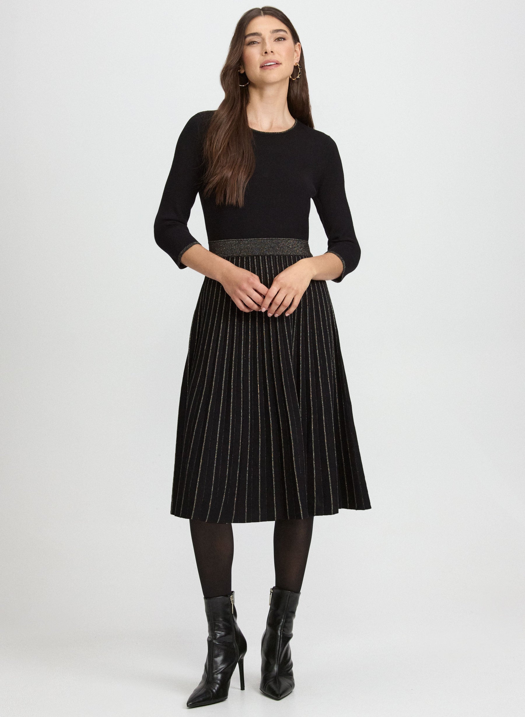 Pleated Metallic Dress