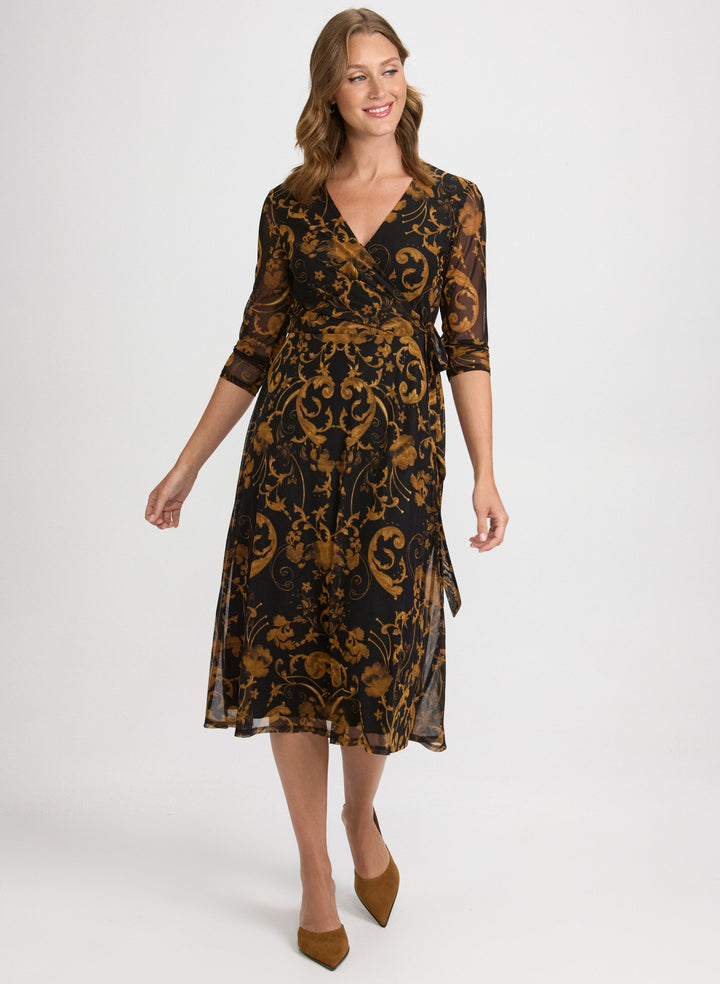 Paisley Faux-Wrap Dress