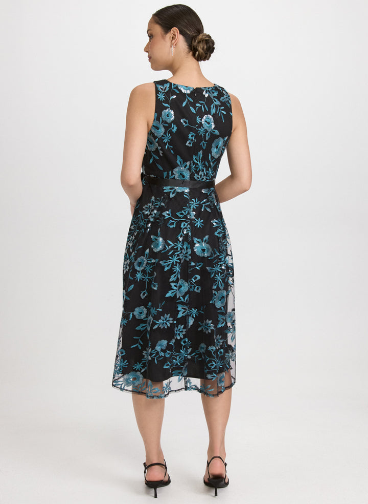 Sequined Floral Embroidery Dress