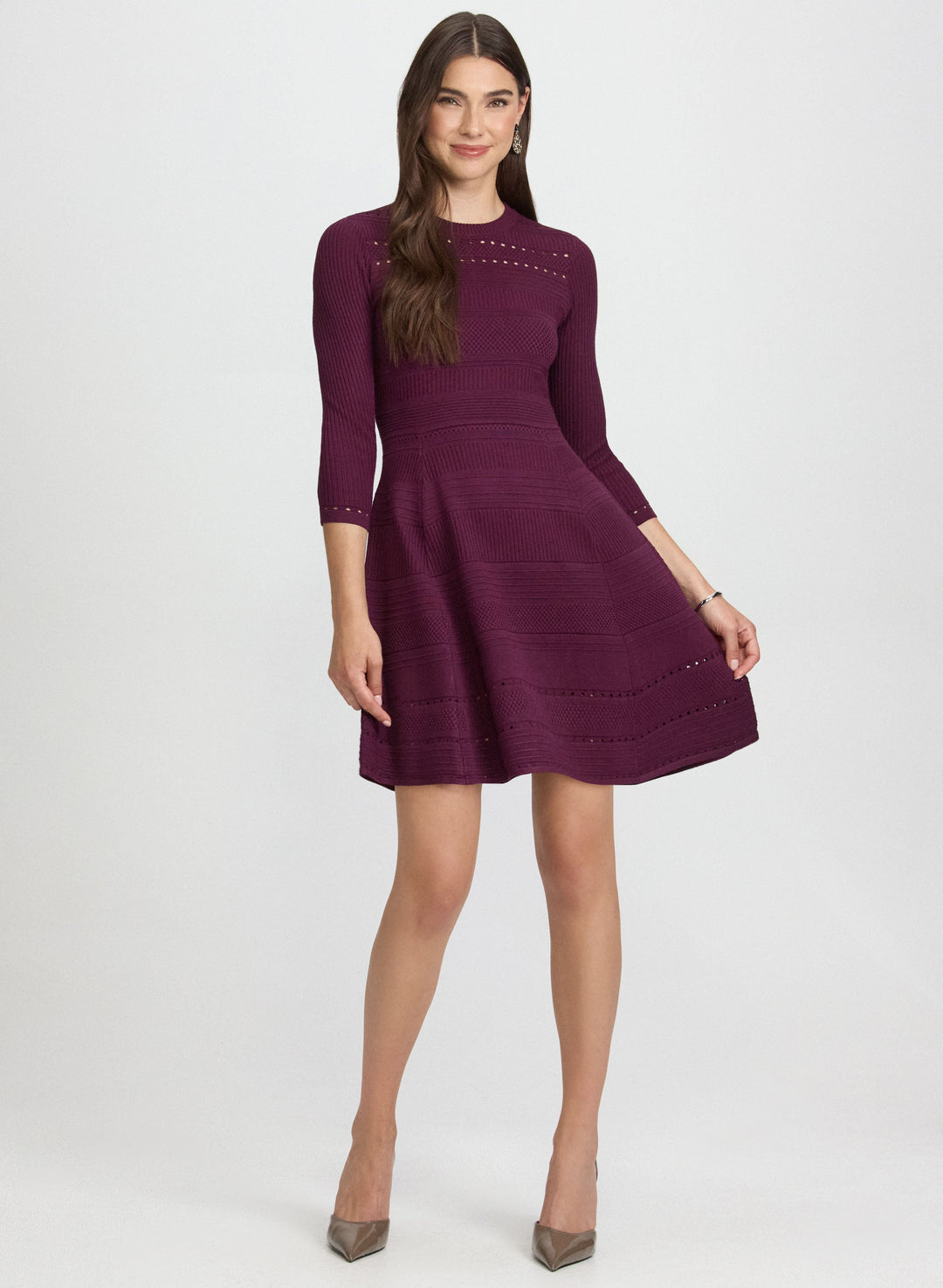 Pointelle Detail Knit Dress