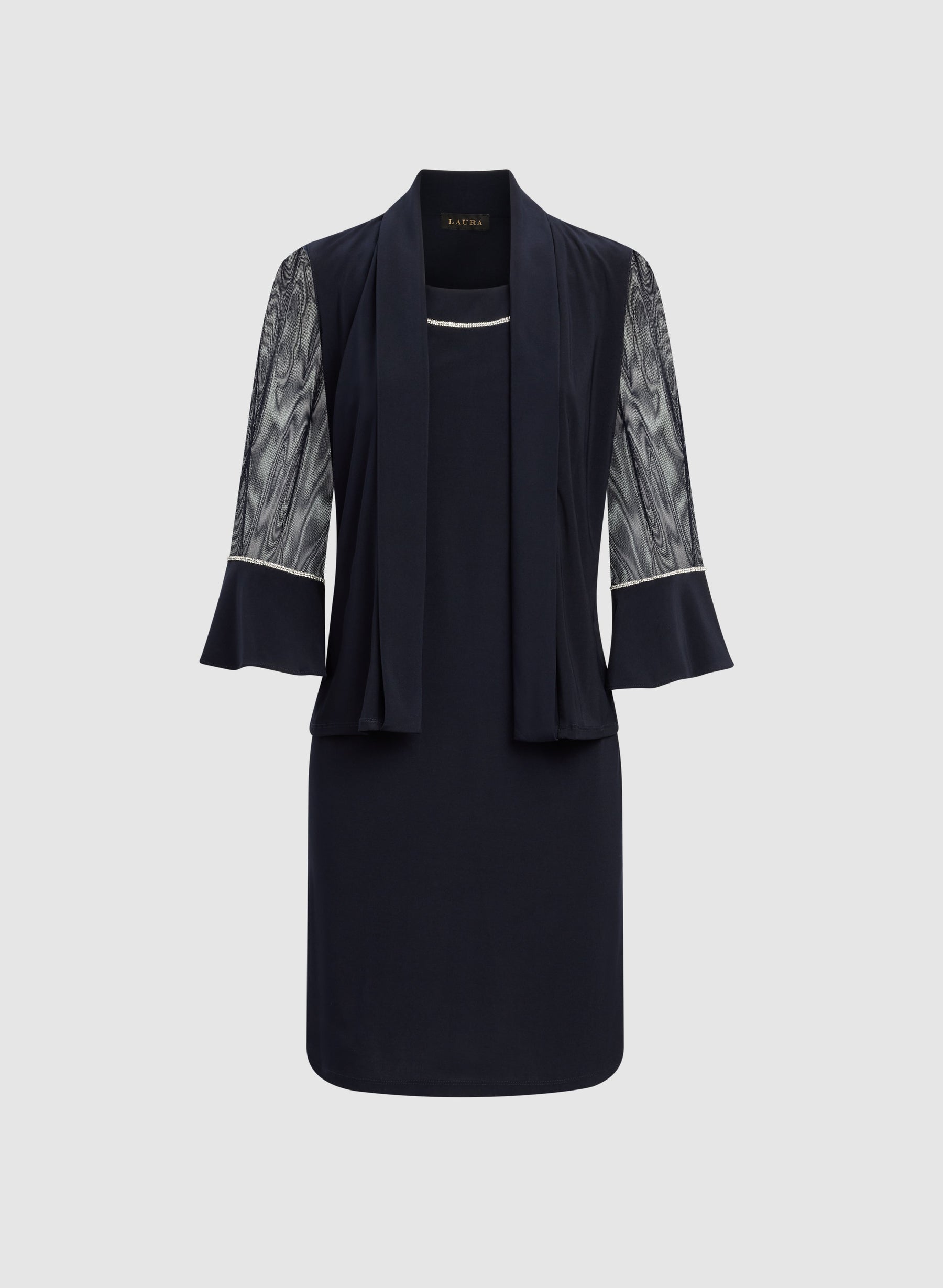 Rhinestone Embellished Jacket & Dress Set