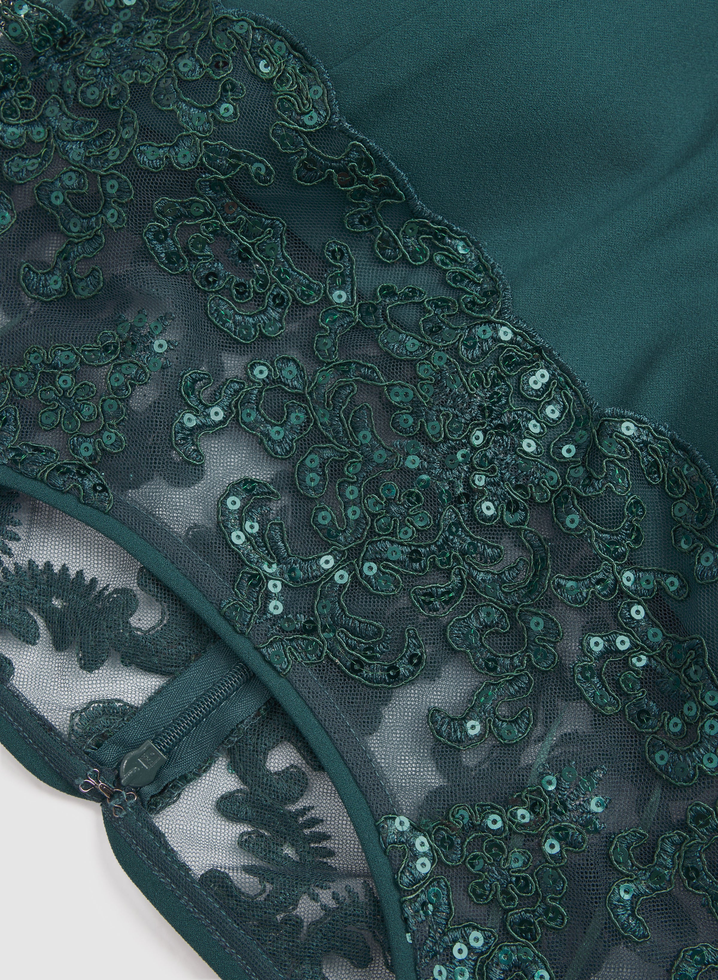 Sequined Lace Yoke Dress