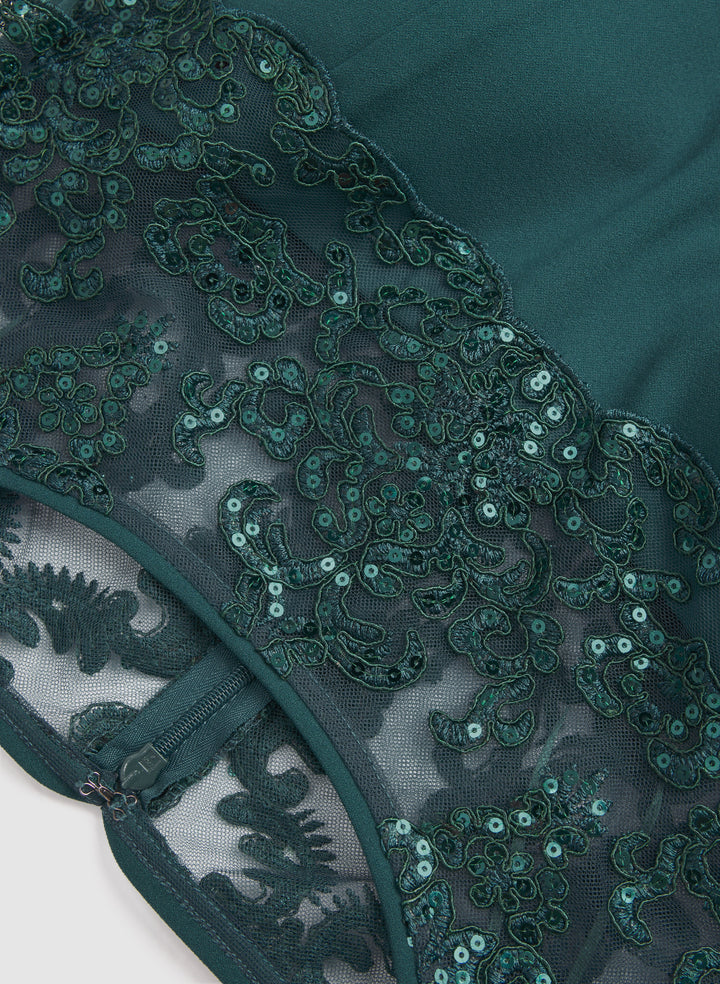 Sequined Lace Yoke Dress