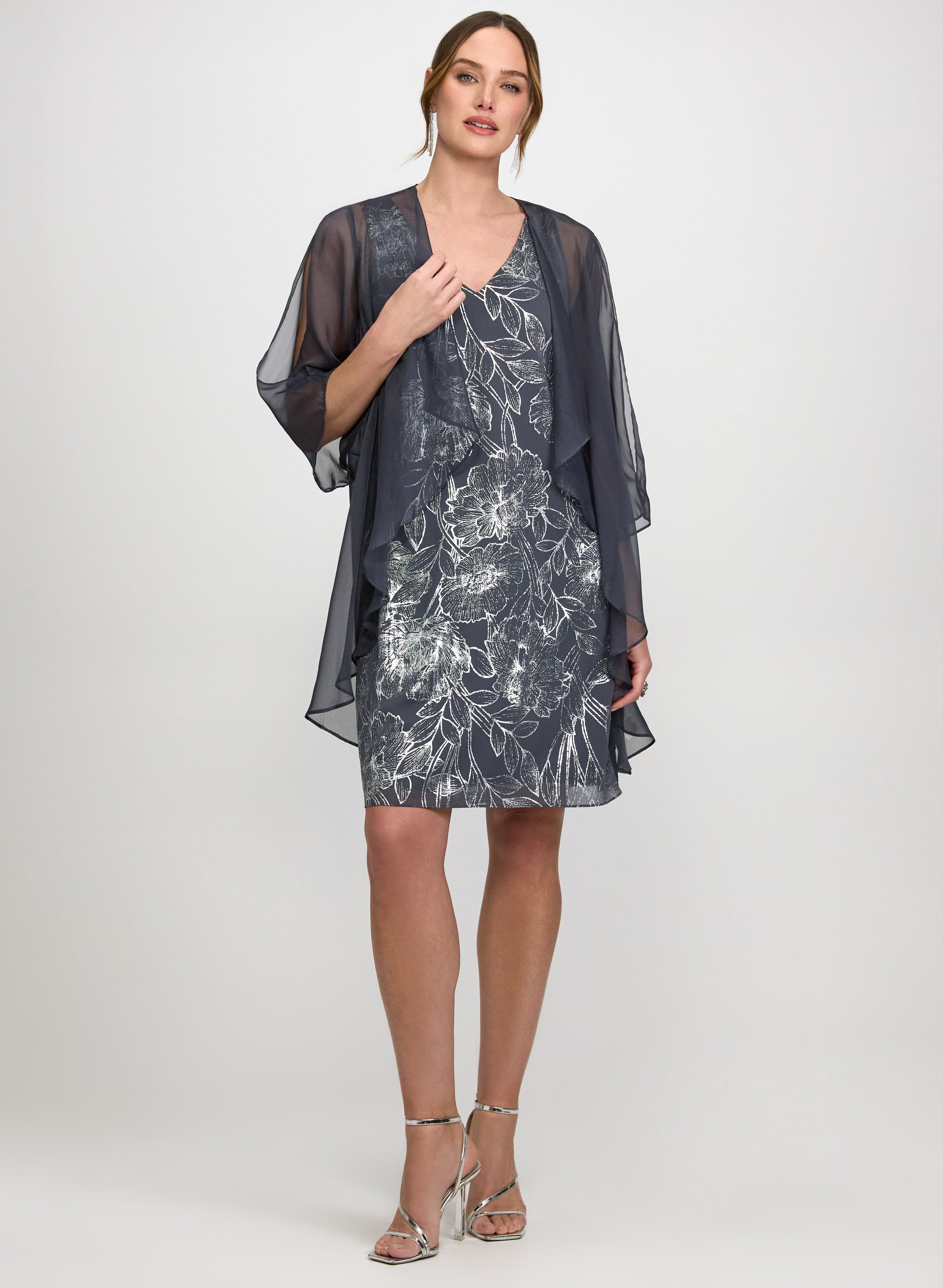 Chiffon Jacket & Floral Dress Set