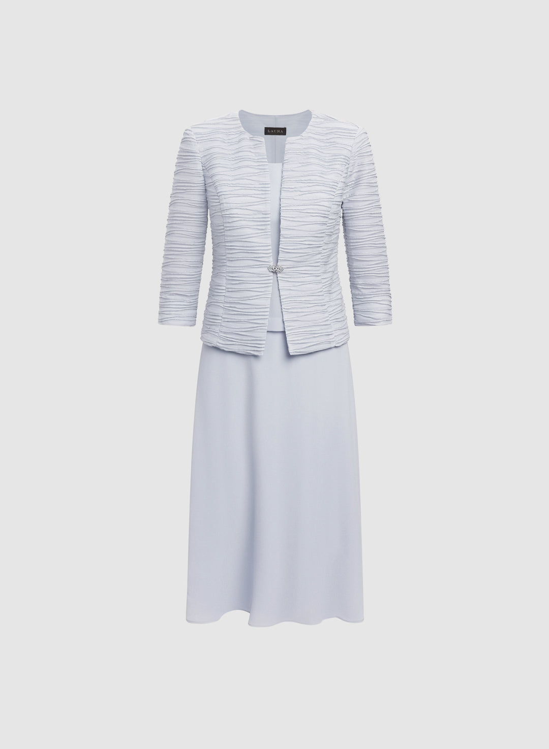 Textured Jacket & Chiffon Dress Set