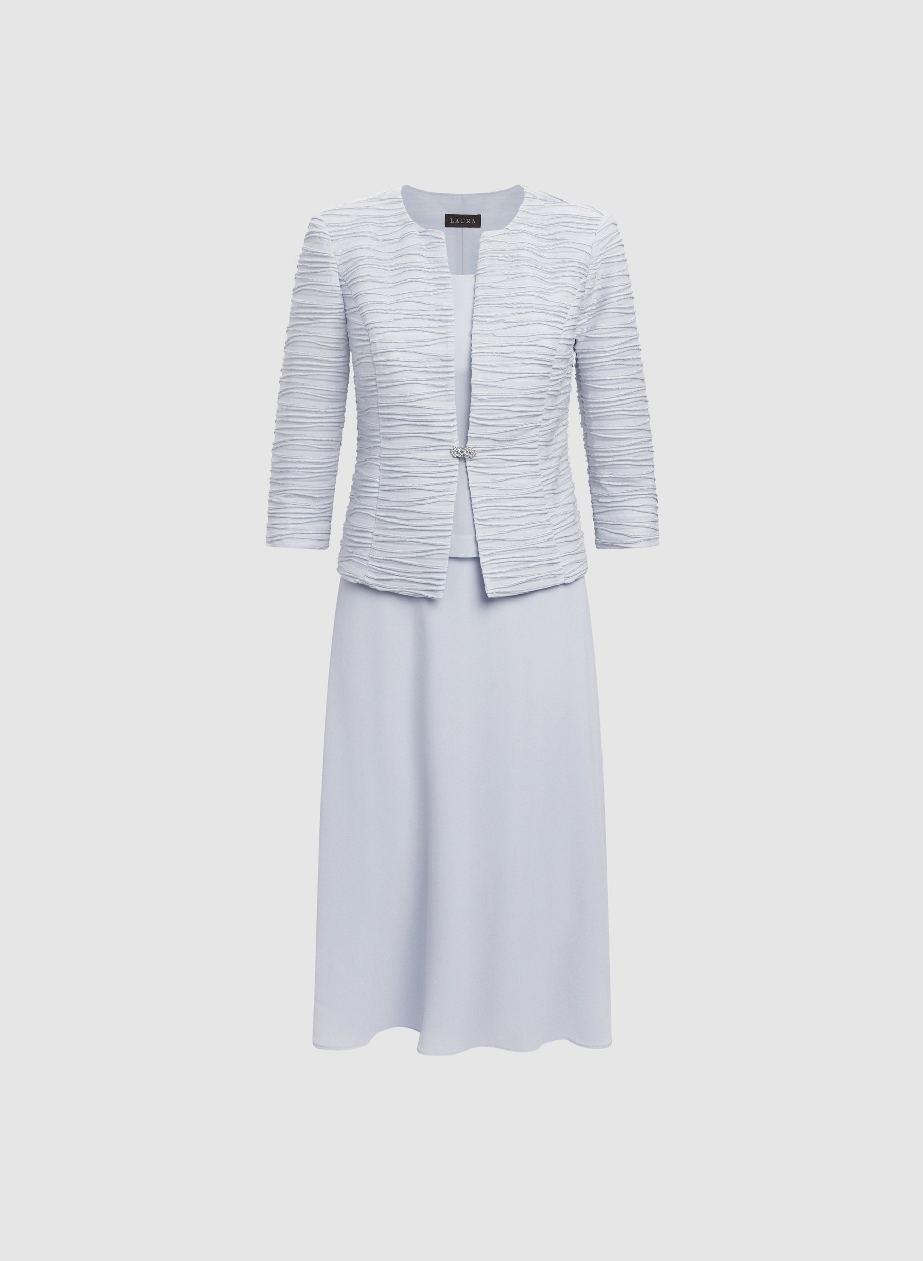 Textured Jacket & Chiffon Dress Set