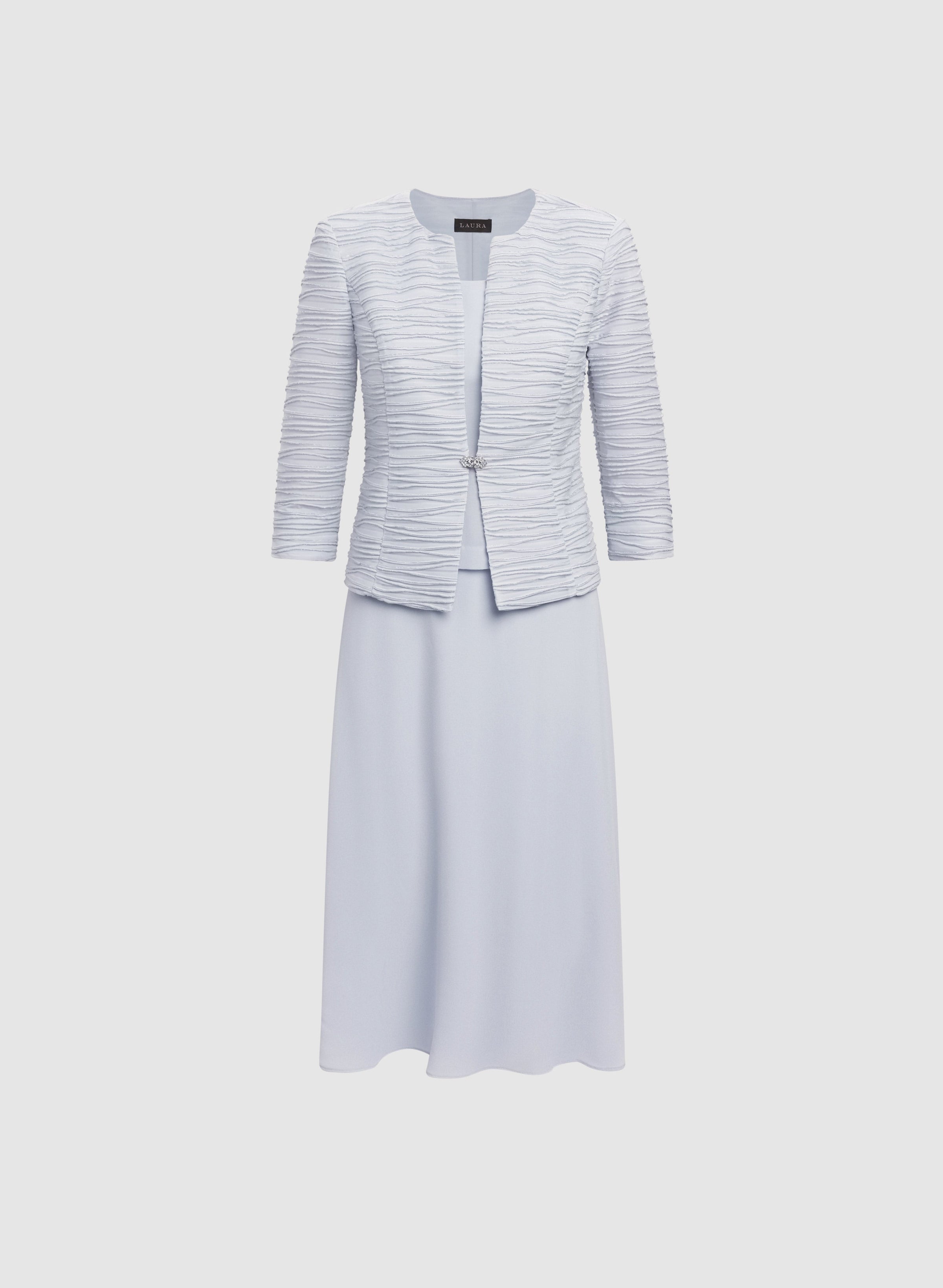 Textured Jacket & Chiffon Dress Set