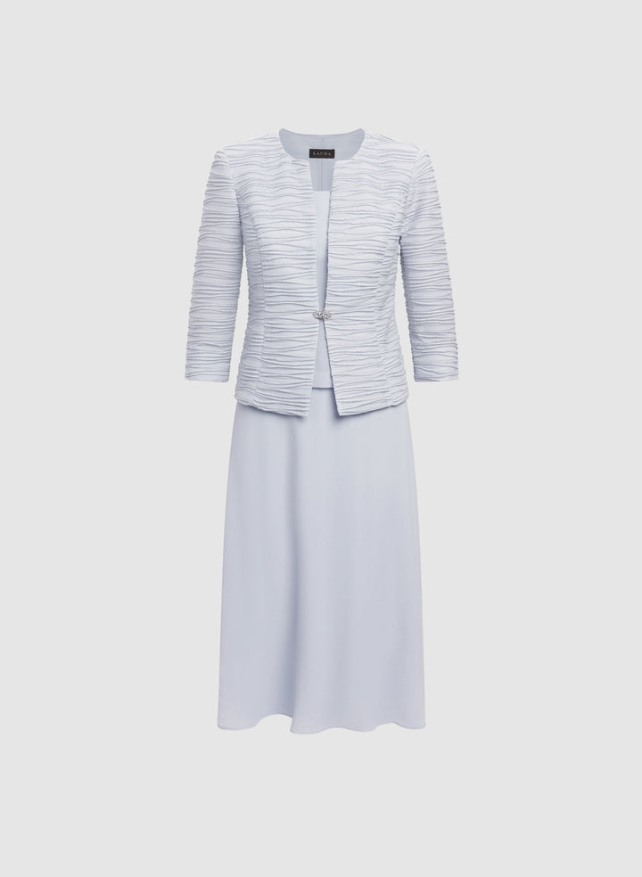 Textured Jacket & Chiffon Dress Set