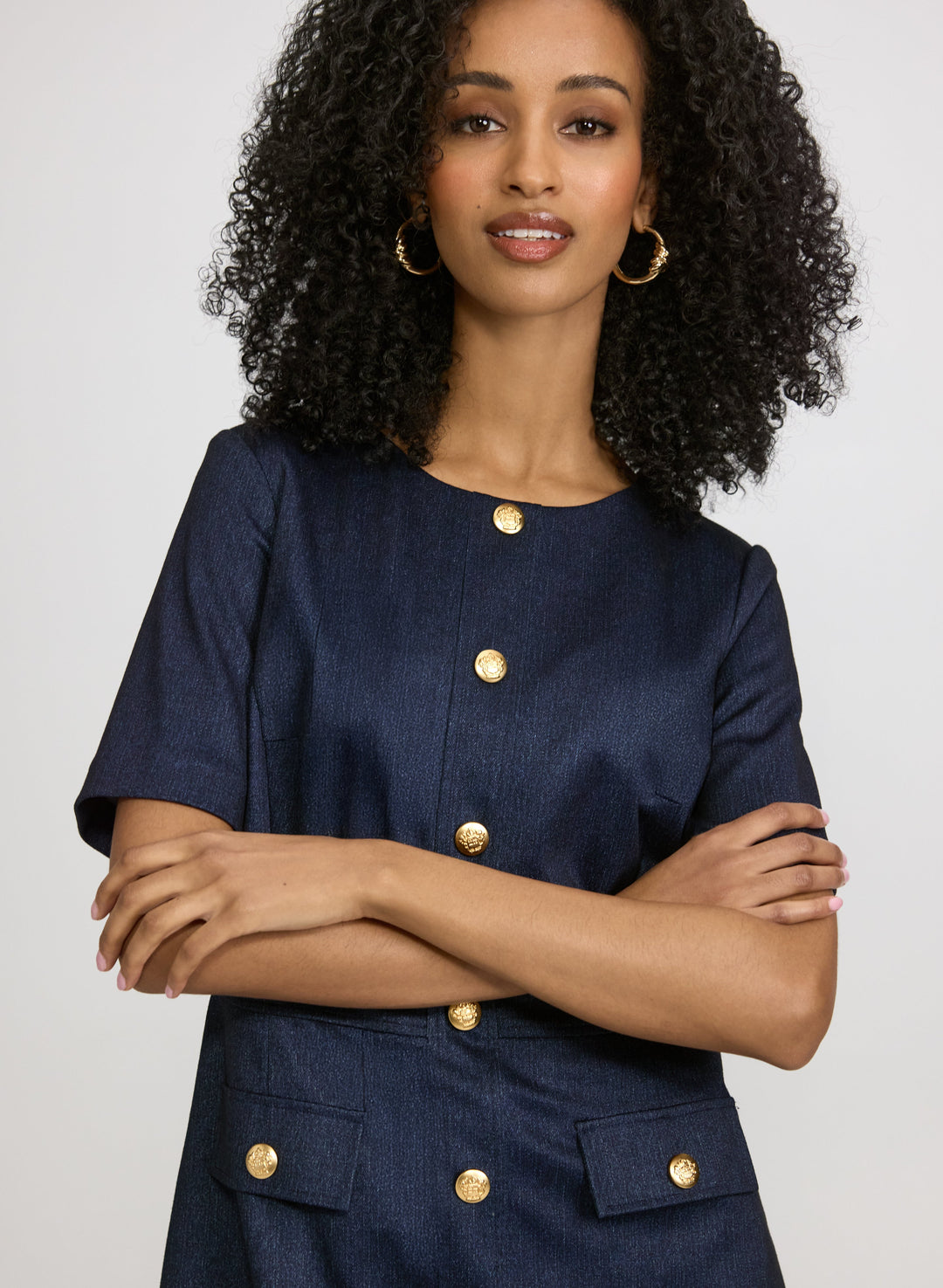 Fitted Denim-Style Dress