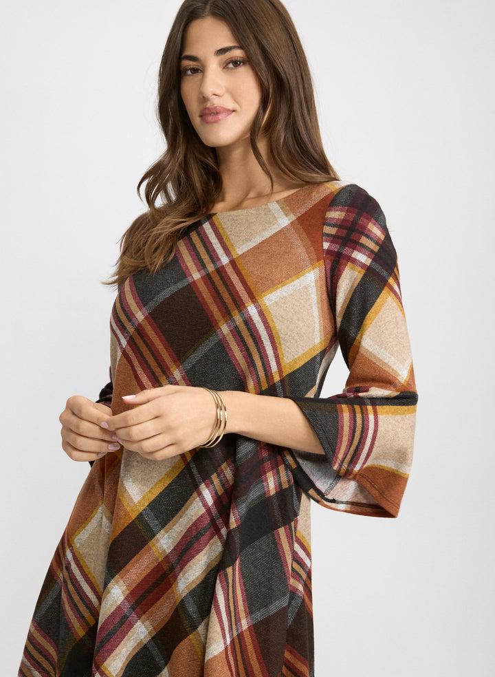 Plaid Bell Sleeve Dress