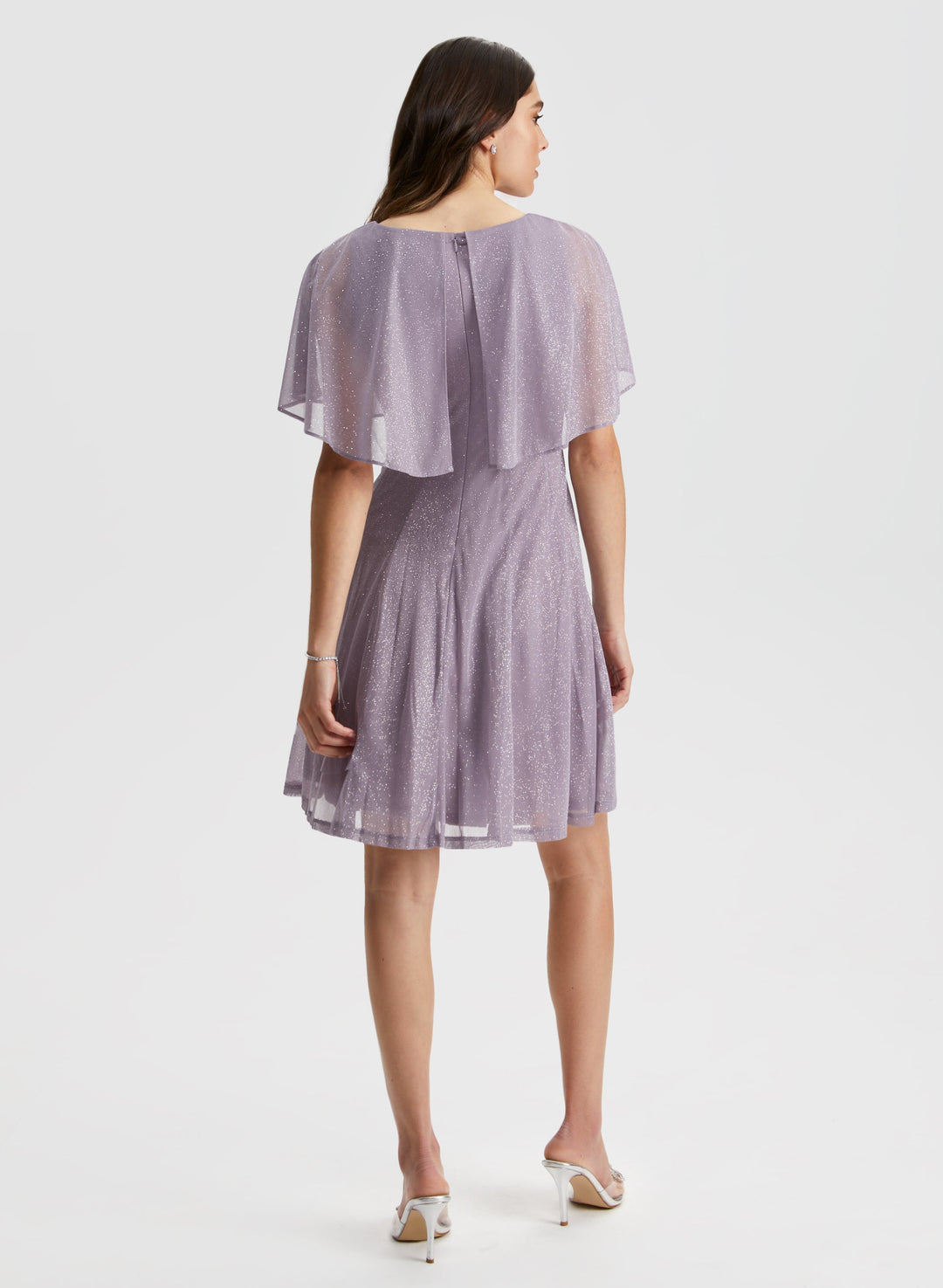 Glitter Mesh Capelet Dress