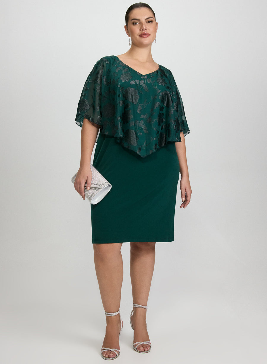Floral Capelet Overlay Dress