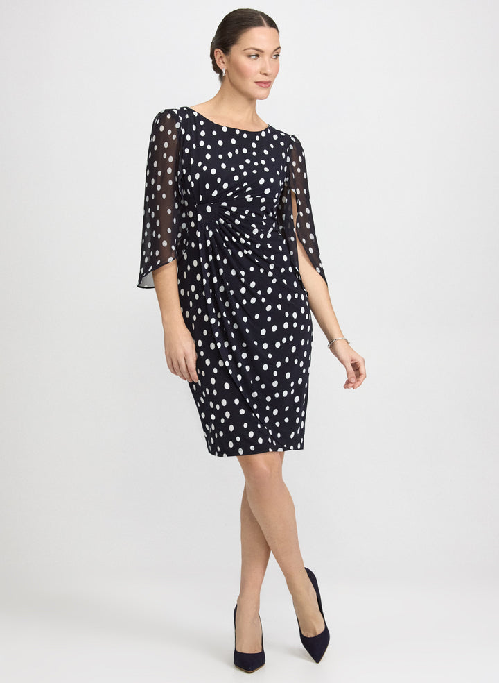 Polka Dot Cape Sleeve Dress