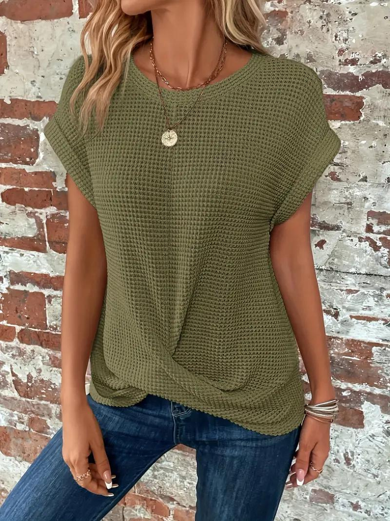 Sophia - Twist-Hem Waffle Tee
