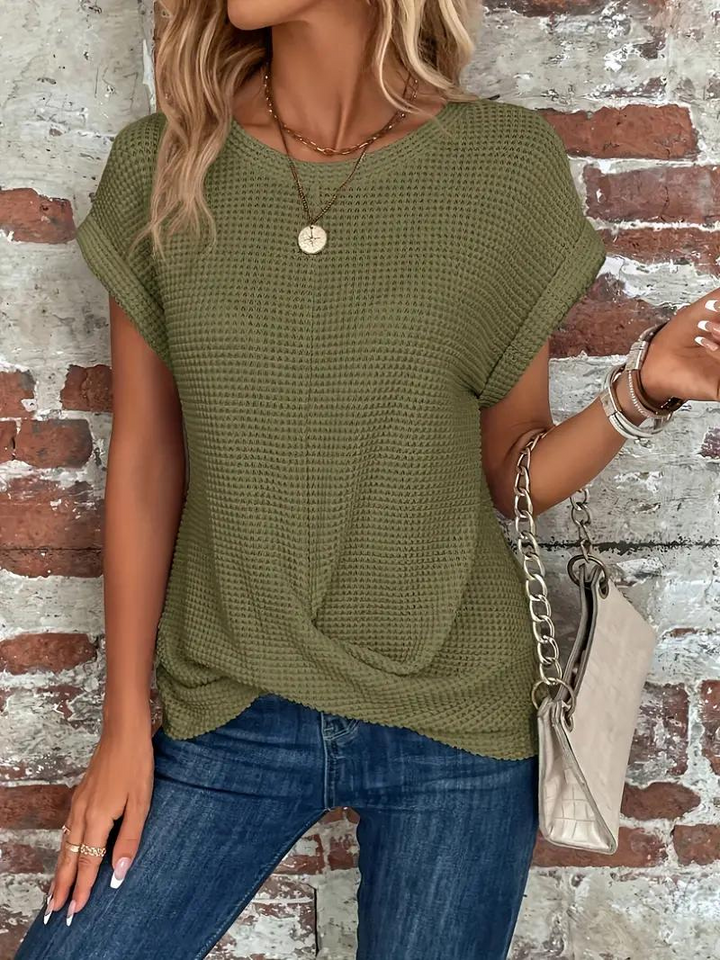 Sophia - Twist-Hem Waffle Tee