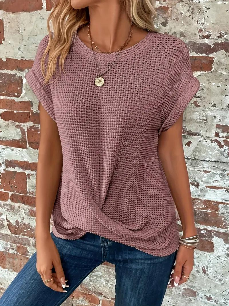 Sophia - Twist-Hem Waffle Tee