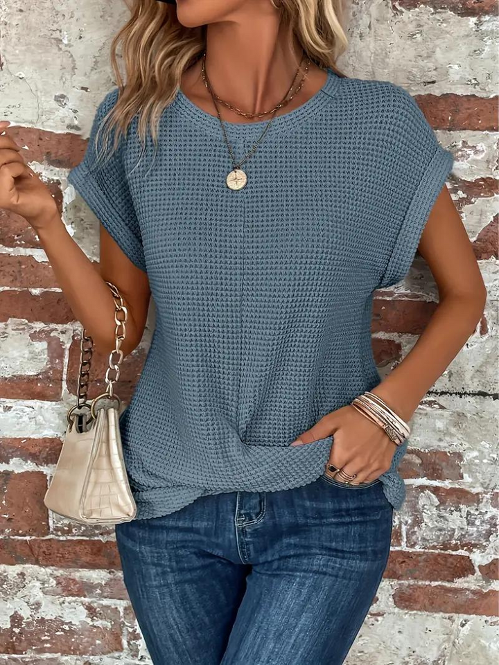 Sophia - Twist-Hem Waffle Tee