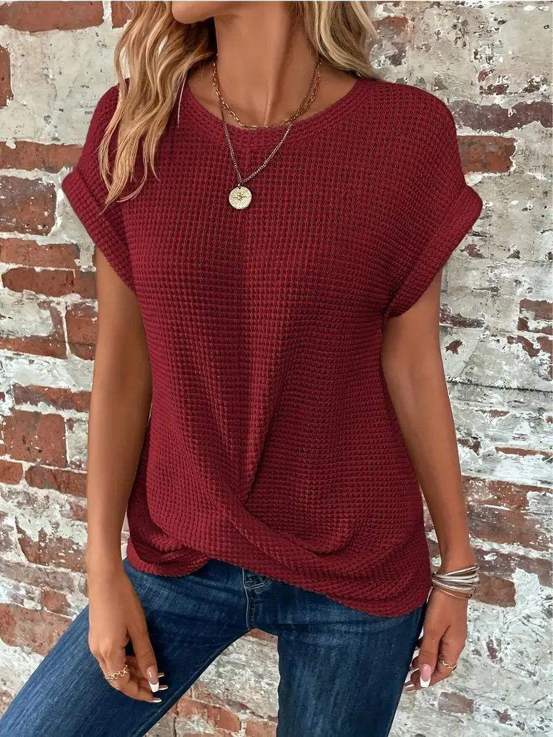 Sophia - Twist-Hem Waffle Tee