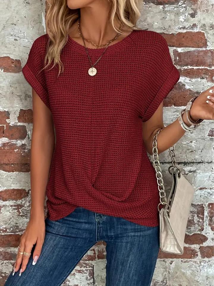 Sophia - Twist-Hem Waffle Tee
