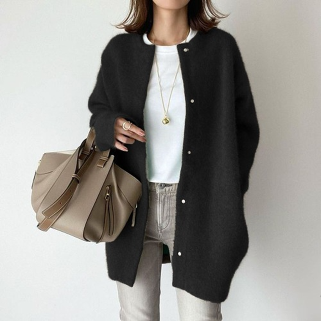 Judith | Longline Cardigan Brushed Knit Open Front for Women