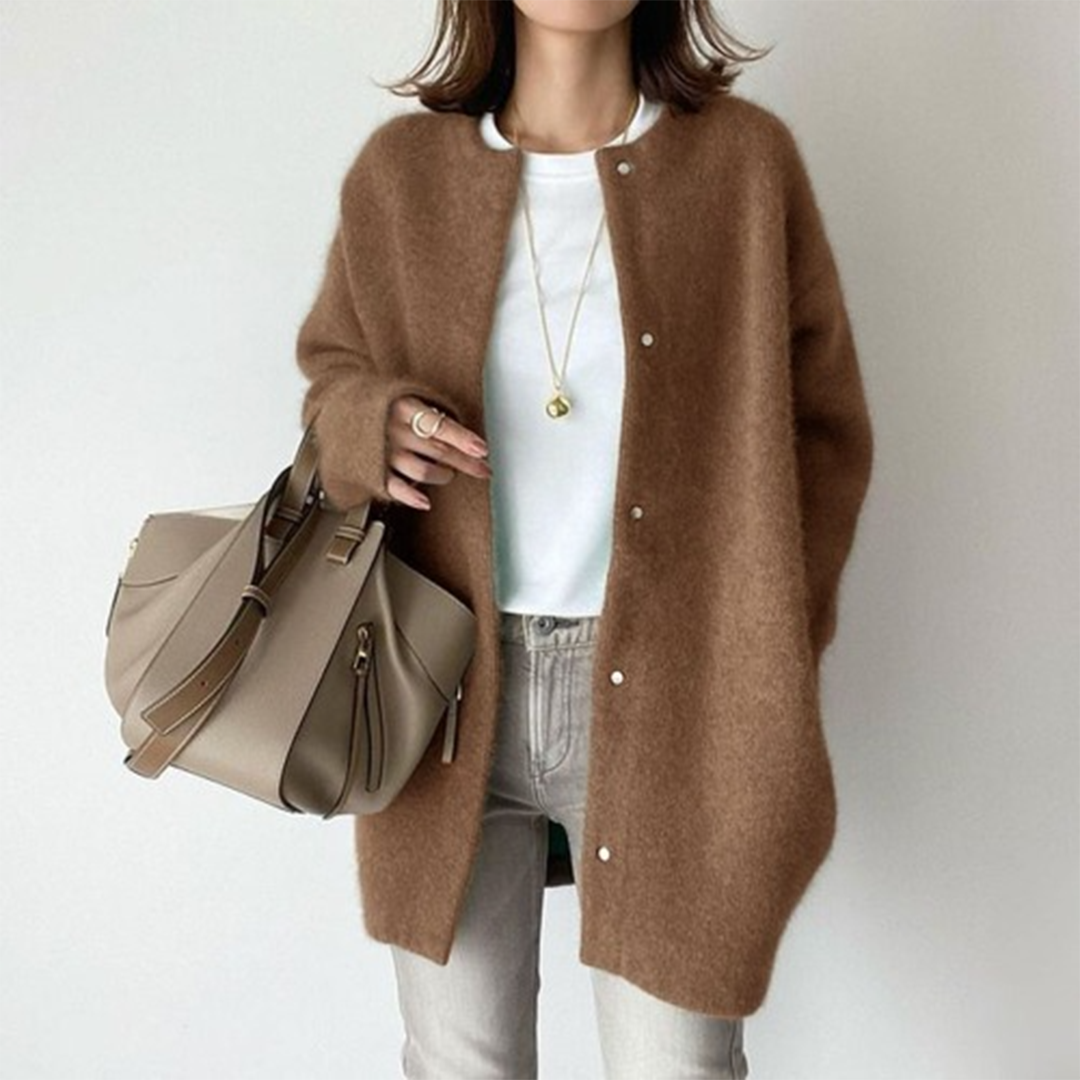 Judith | Longline Cardigan Brushed Knit Open Front for Women