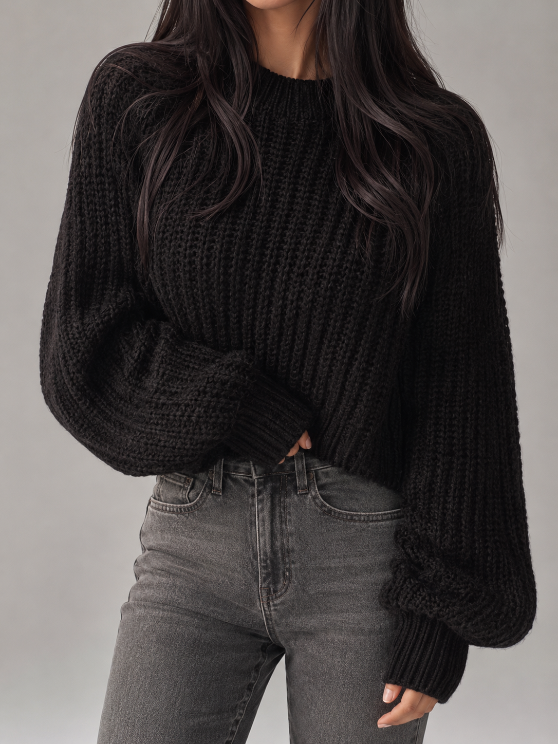 Chunky Knit Oversized Crewneck Sweater